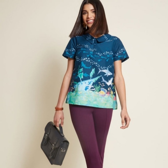 Modcloth Shark Top NEW Super RARE - Picture 4 of 8